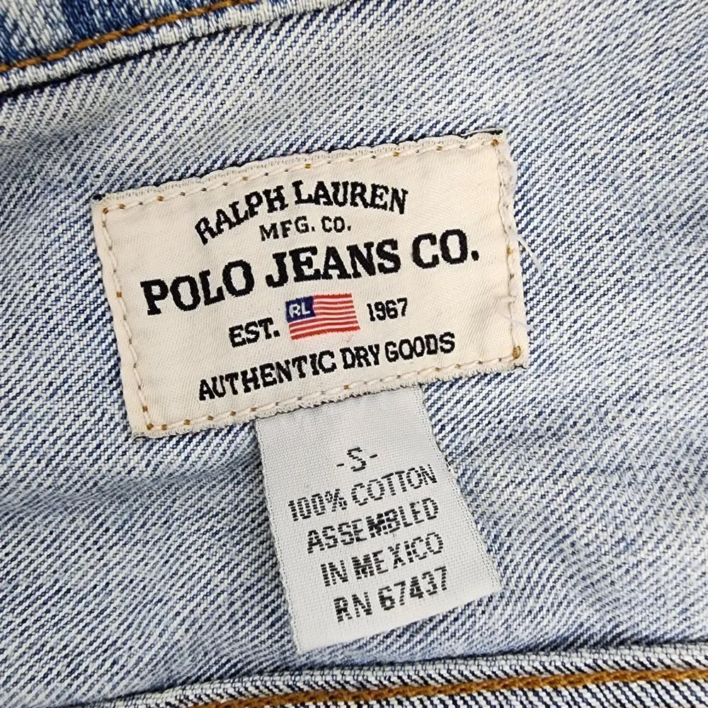 Ralph Lauren Polo Jean Jacket Women's Small Distressed Grunge Denim Blue - Picture 6 of 6